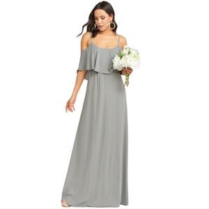 Show Me Your Mumu Caitlin Formal Ruffle Maxi Dress Size Small in Charcoal